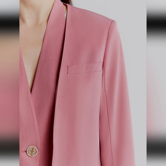 NWT Linen Blend Layered Blazer (Dusty Rose Pink) - Lattelier - Picture 4 of 13